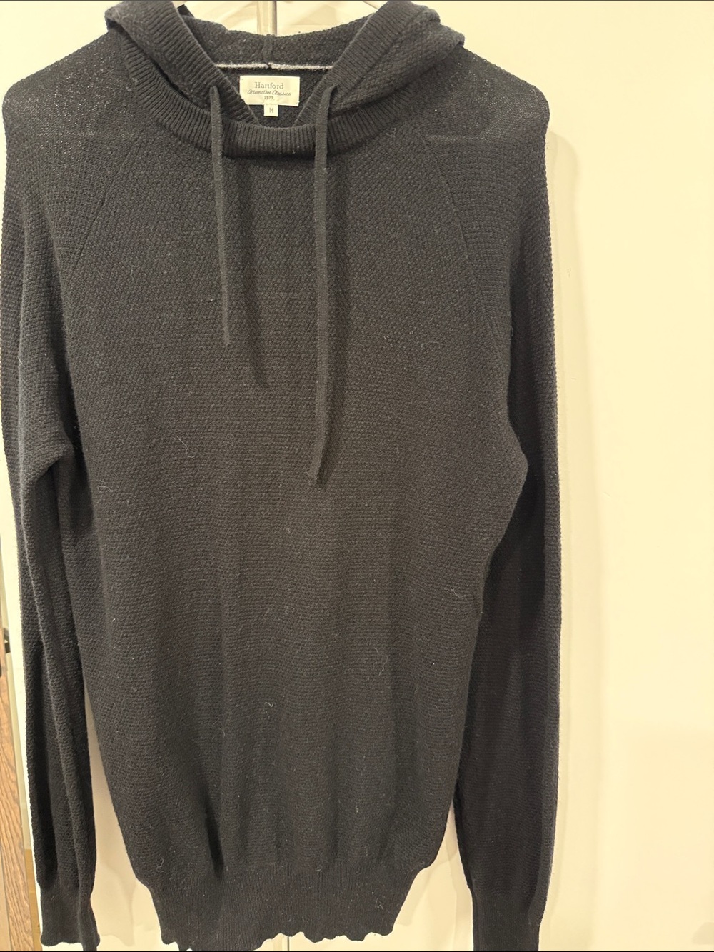 Hartford Men's Black Knit Hooded Pullover